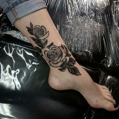 Tattoo cover up Peace Roses, Lion Tattoo With Flowers, Rose Tattoo On Ankle, Hawaiian Flower Tattoos, Tattoo Japanese Style, Ankle Tattoos For Women, Flower Wrist Tattoos, Ankle Tattoos, Skeleton Hand Tattoo