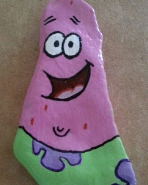 Patrick Star Rock Patrick Painted Rock, Patrick Star Rock Painting, Star Rock Painting, Patrick Star Painting, Summer Rocks, Diy Rock Art, Art 2024, Star Painting, Painted Rocks Craft