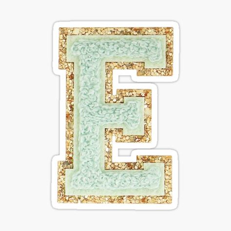 "Preppy Mint Varsity Letter E" by ktp100 | Redbubble Disneyland Tomorrowland, Preppy Logo, Pantone Swatches, Phone Things, Ios Update, Varsity Letter, Stoney Clover, Phi Mu, Wallpaper Stickers