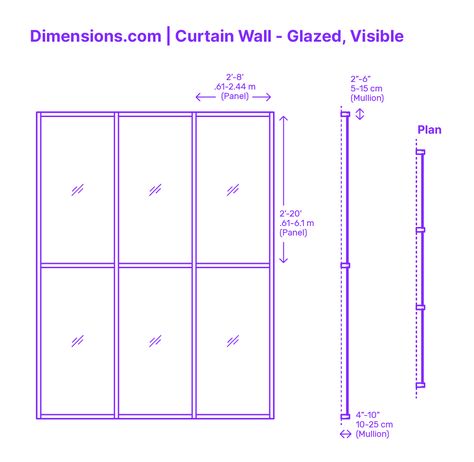 A visible glazed curtain wall is a prevalent architectural façade system, where the mullions – the vertical and horizontal framing members – are explicitly exposed, creating a distinct grid pattern on the building's exterior. This design not only provides structural support but also adds a rhythm and order to the façade. Downloads online #facade #windows #curtainwall #construction #buildings #walls Stick System Curtain Wall Details, Curtain Wall Facade, Facade Pattern Architecture, Facade Window, Gehry Architecture, Glass Wall Design, Wall Section Detail, Curtain Wall Detail, Curtain Walls