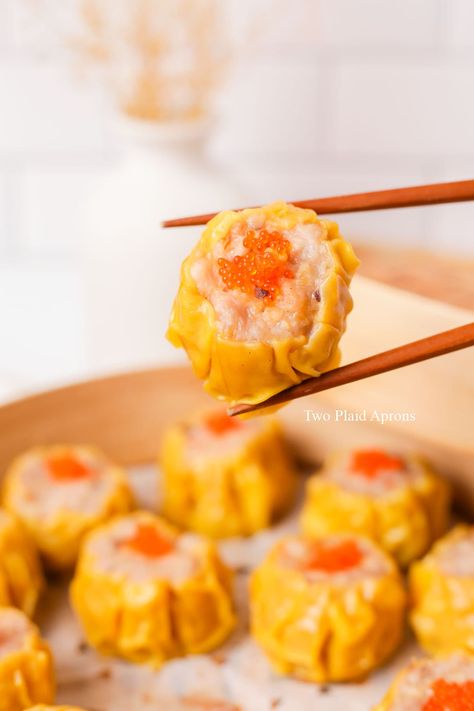 Siomai Aesthetic, Chicken Siomai, Dimsum Party, Homemade Siomai, Siomai King Products, Dimsum Mentai, Chinese Garlic Green Beans, Plaid Apron, Dim Sum Recipes