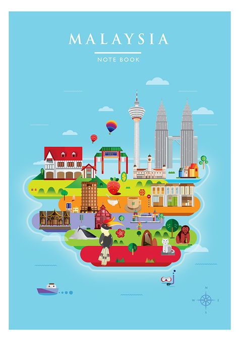 Tourism Malaysia Year 2015 is a project to introduce Malaysia to the world as one of the must visit holiday gateways filled with the oldest heritages, beautiful nature and rich culture. Come and see for yourself what this land of warmth and excitement has… Tourism Illustration, Malaysia Tourism, Malaysian Airlines, Malaysia Flag, Independence Day Poster, Lukisan Comel, Illustration Travel, Tourism Day, Formal Men