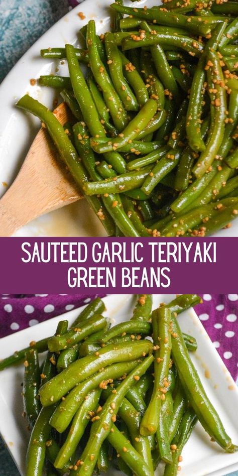 Fresh green beans are a perfect side dish to brighten any dinner plate, but they can be tricky to cook. Even trickier to infuse with just the right flavors. With these garlic teriyaki green beans, you get perfectly tender beans every time that are infused with the perfect blend of Asian flavors making all of our side dish dreams come true. #sidedish #side #siderecipe Teriyaki Green Beans Recipes, Japanese Green Beans, Teriyaki Beans, Teriyaki Green Beans, Beans Dishes, Fresh Green Bean Recipes, Asian Green Beans, Sides Dishes, Green Beans With Bacon