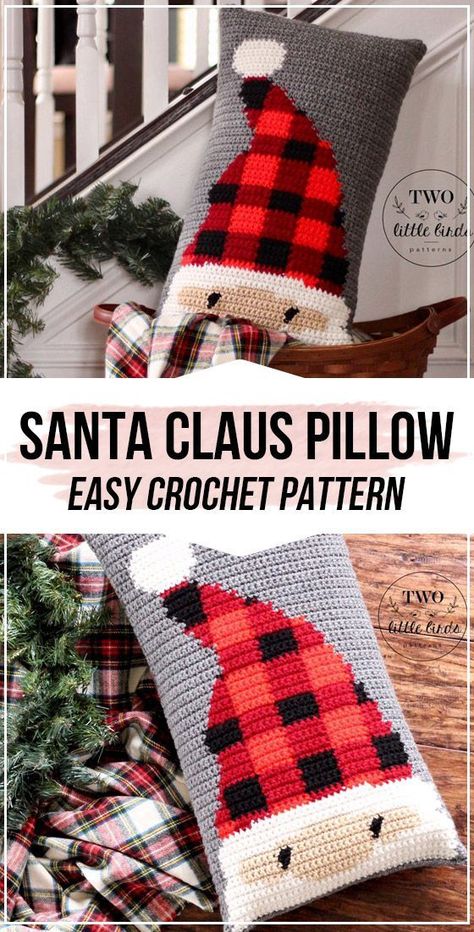 Crochet Santa Claus, Santa Claus Pillow, Pillow Crochet Pattern, Cushion Cover Pattern, Pillow Crochet, Crochet Santa, Confection Au Crochet, Crochet Cushion Cover, Crochet Xmas