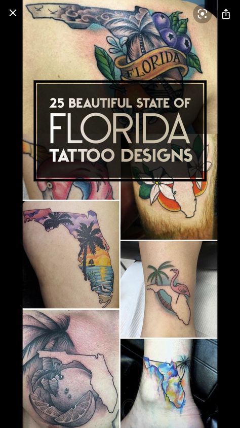 Florida Tattoo Ideas, Florida Tattoo, State Tattoos, Florida Tattoos, Miami Tattoo, Tattoos Drawing, Aesthetic Tattoos For Men, Tattoo Zeichnungen, Symbol Tattoo