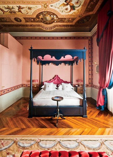 A Deluxe Room at the Grand Hotel Villa Cora in Florence, ITALY - Cool Chic style Fashion Italy Hotel Room Aesthetic, Villa Cora Florence, Luxury Paris Hotel Room, Villa San Michele Florence, 25 Hours Hotel Florence, Loft Modern, Italian Interior, Four Poster, Luxury Furniture Brands