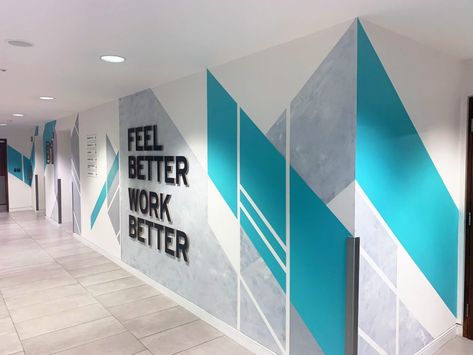 Colmore Building, Birmingham - Soulful Creative Office Interior Design Creative, Training Center Design, Wall Transformation, Office Wall Graphics, Office Graphics, Office Mural, Office Wall Design, Textured Paint, Spa Interior