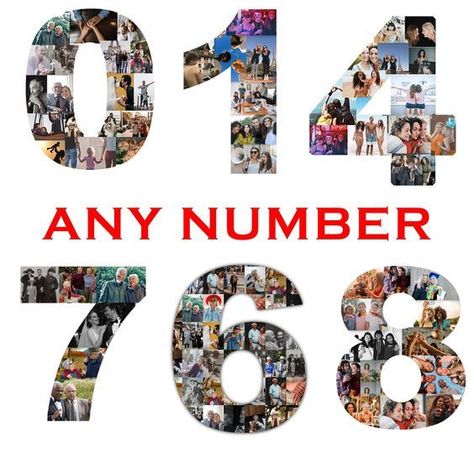 PRINTABLE Custom Any Number Photo Collage, customizable gift Digital File Birthday Gift Collage, Anniversary gift, Custom Sports Numbers Number Collage, Photo Collage Ideas, Number Photo Collage, Gift Collage, Birthday Scrapbook Layouts, Collage Gifts, Photo Collage Diy, Wedding Photo Collage, Sports Numbers