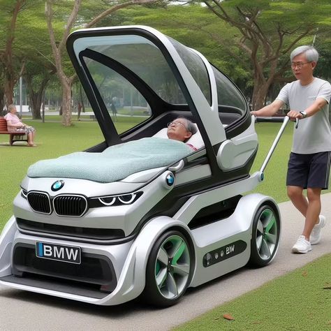 Revolutionize Elderly Care with the BMW Inspired Bed Stroller Wheelchair Ramp Diy, Elderly Home Care, Walking Support, Folding Electric Wheelchair, Wheelchairs Design, Car Shelter, Cool New Gadgets, Mobility Aids, Elderly Care