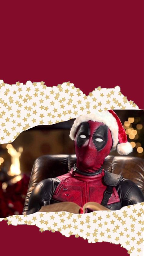 ‘Captain Deadpool! No, just Deadpool.’ #Marvel #Deadpool #WadeWilson #RyanReynolds #Red #Gold #Festive #Christmas #Wallpaper Deadpool Christmas Wallpaper, Marvel Christmas Wallpaper, Wade Wilson Deadpool, Deadpool Christmas, Marvel Christmas, Friend Wallpaper, Marvel Wallpapers, Deadpool Marvel, Best Friend Wallpaper