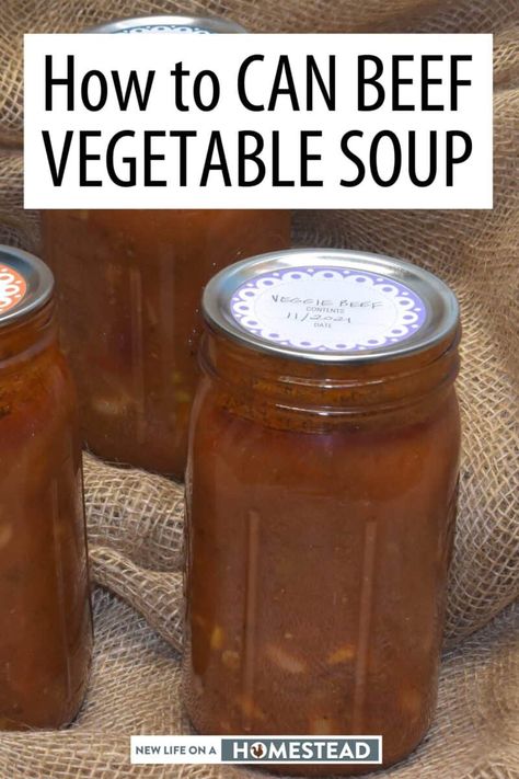 Canning Vegetable Beef Soup, Veg Beef Soup, Beef Veggie Soup, Canning Soup Recipes, Beef Vegetable Soup, Homemade Vegetable Beef Soup, Hamburger Vegetable Soup, Pressure Canning Recipes, Canning Process