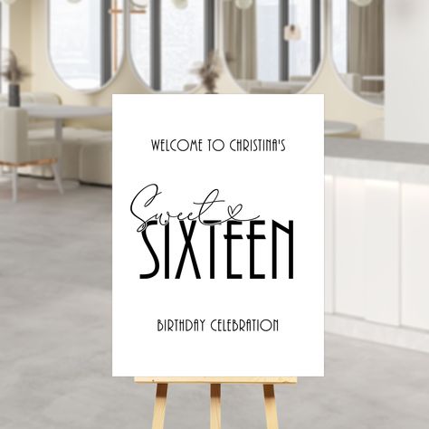 Sweet Sixteen Welcome Sign, Birthday Party Welcome Sign, Birthday Celebration Welcome Sign, Sweet 16th Welcome Sign, Sixteenth Poster Welcome Sign Birthday, Computer Font, Display Lettering, Party Welcome Sign, Map Icons, Punctuation Marks, Character Map, Teen Birthday, Foreign Languages