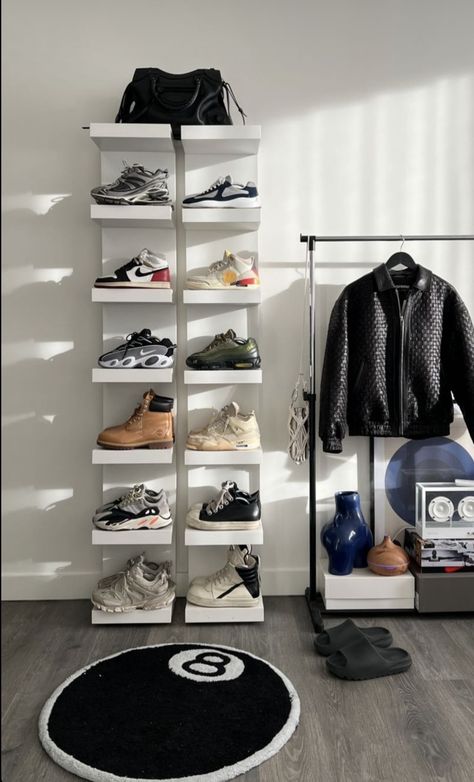 Sneaker Room Ideas, Ikea Lack Shelf, Hypebeast Apartment, Sneaker Room, Lack Shelf, Ikea Lack Shelves, Sneaker Displays, Shelf Bedroom, Ikea Lack