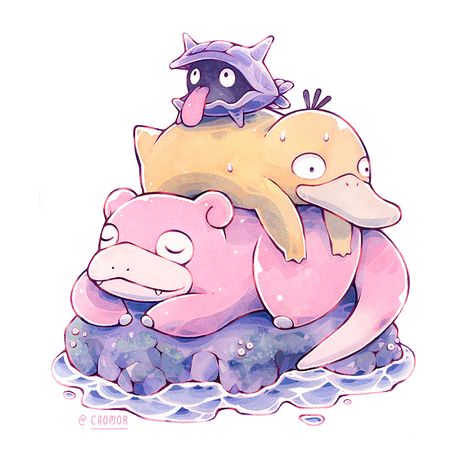 Slowpoke Fanart, Psyduck And Slowpoke, Slowpoke Tattoo, Pokemon Avatar, Lego Pokemon, Pokemon Photo, Color Pencil Illustration, Pokemon Toy, Pokémon Master