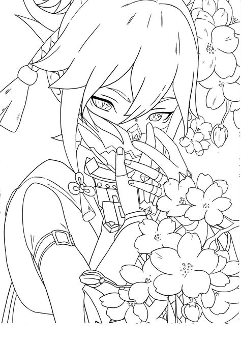 Unleash your creativity! Click the link to discover stunning coloring pages for all ages. Start coloring now and bring your imagination to life! 😀😗😽 Genshin Coloring Pages, Anime Colouring Pages, Genshin Impact Coloring Pages, Coloring Pages Anime, Shinobu Manga, Kuki Shinobu, Character Outline, Manga Coloring Book, Pattern Coloring Pages