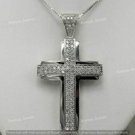 Cross Pendant Men, Diamond Color Grade, Mens Crosses, Religious Cross, Color Stones, Diamond Cross Pendants, Diamond Cross, White Necklace, Gold Cross