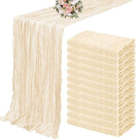 Amazon.com: 12 Pack Cheesecloth Table Runner 35 x 72 inch Long Boho Cheese Cloth Table Runner Semi Sheer Gauze Table Runner for Wedding Decor, Bridal Shower, Birthday Party (Terracotta) : Home & Kitchen Table Runner For Wedding, Cheesecloth Table Runner, Long Table Runner, Romantic Table, Fabric Table Runner, Birthday Party Tables, Eid Ul Adha, Seating Plan Wedding, Party Table Decorations