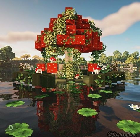 Floating Enchanting Room Minecraft, Minecraft Houses Goblincore, Minecraft Mushroom Aesthetic, Aesthetic Minecraft Fairy Builds, Aesthetic Mc Builds, Cottagecore Mc Builds, Minecraft Fairy Ideas, Fairy Minecraft Ideas, Swamp Builds Minecraft