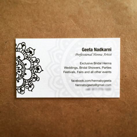 Henna by Geeta mehndi mehendi designs   check out www.facebook.com/hennabygeeta insta: @hennabygeeta Mehandi Business Card, Mehndi Business Card, Mehndi Artist Visiting Card, Mehndi Visiting Card Design, Henna Artist Business Cards, Mehandi Artist Logo Design, Henna Business Card, Mehndi Card Designs, Mehendi Artist Logo