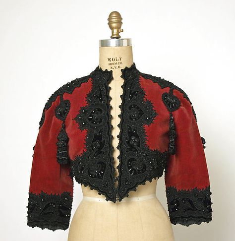 House of Balenciaga Evening bolero, Frwnch, 1946-47, silk, cotton, wool, beading Cristobal Balenciaga, Fashion 1940s, Cristóbal Balenciaga, Spanish Fashion, 40s Fashion, Bolero Jacket, Vintage Couture, 1940s Fashion, San Sebastian