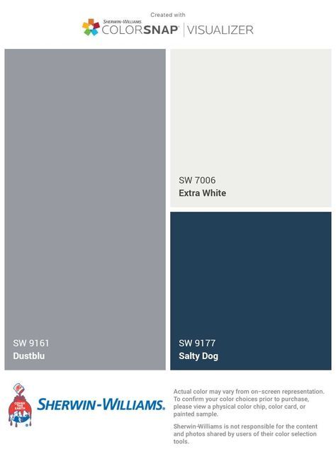 Blue-grey house with white trim and navy door Grey House White Trim, House With White Trim, Navy Door, Navy Front Door, Navy Blue Houses, Grey Exterior House Colors, Gray House Exterior, Blue Front Door, Door House