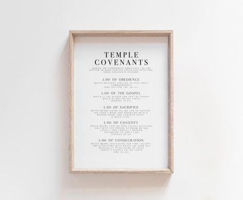 LDS Temple Covenants Printable LDS Temple Poster LDS - Etsy Temple Covenants Lds, Lds Home Decor, Temple Handout, Temple Activity, Covenants Lds, Lds Easter, Lds Activities, Gilbert Temple, Lds Crafts