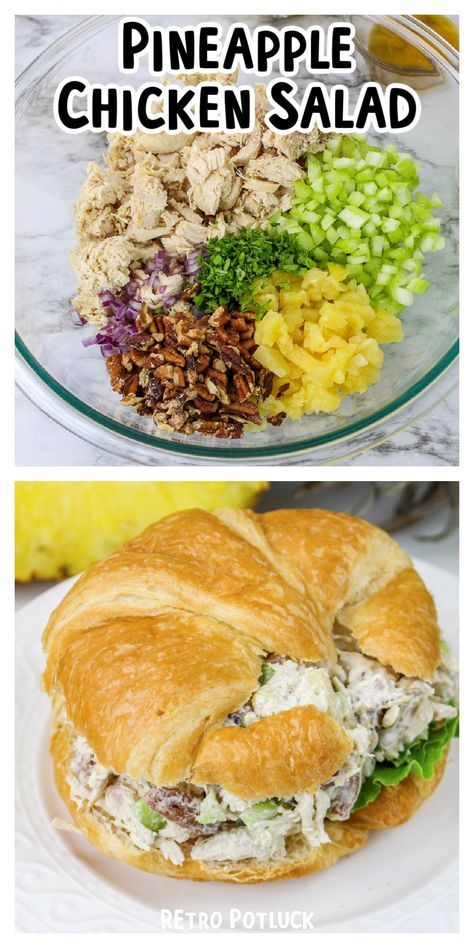 Pineapple chicken salad is one of the best ways to use cooked chicken. The fresh pineapple flavor paired with the pecans is so good! Pineapple Chicken Salad, Hawaiian Chicken Salad, Garden Pasta Salad, Chicken Salad With Pineapple, Pollo Tropical, Luau Ideas, Suddenly Salad, Pecan Chicken Salads, Pineapple Salad