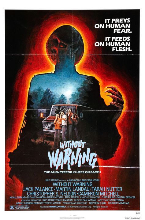 It Came Without Warning (1980) 80s Movie Posters, Jack Palance, Without Warning, The Rocky Horror Picture Show, 80s Horror, Horror Posters, Horror Movie Art, Sci Fi Horror, Cinema Posters