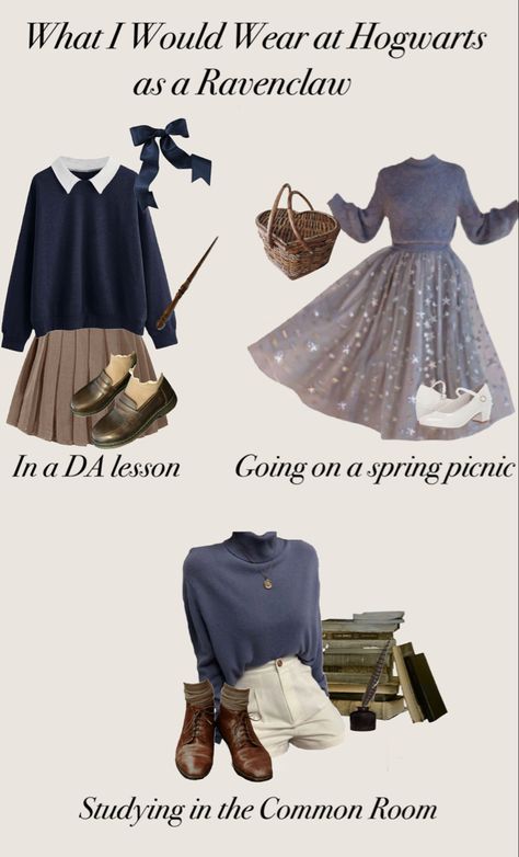 A style mood board for Ravenclaw students. Ravenclaw Students, Style Mood Board, Pin I, Ravenclaw, A Style, Hogwarts, Mood Board, Polyvore Image, How To Wear