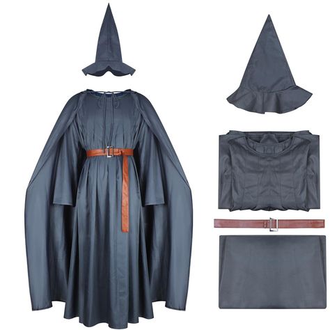 PRICES MAY VARY. Mens Tunic Cosplay Costume Robe Cloak Grey Halloween Outfits High quality linen & polyester Package Includes:Cape + Robe + Belts + Hat Size:Male XS-3XL. Please choose the proper size costume according to our size chart picture. Suitable for Halloween, carnival, comic con, christmas, role playing, theme parties, role playing, dress up, photography, vacations, etc. You can wear it as a fun clothing or party costume. Mens Tunic Costume Wizard Cloak Robe with Hat Full Set Halloween Gandalf Costume, Cloak Sewing Pattern, Warlock Costume, Tunic Costume, Wizard Cloak, Mens Tunic, Wizard Costume, Men With Grey Hair, Fun Clothing