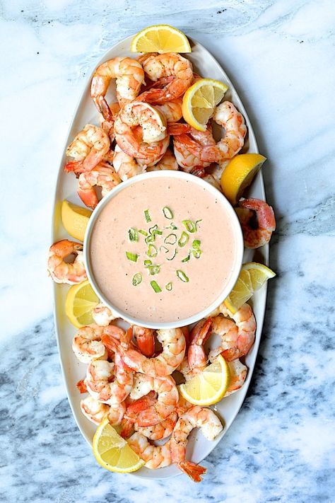 Shrimp Cocktail Louis harkens back to an era when shrimp cocktail was the ultimate in elegance!  This modern twist which includes Sriracha hot sauce is the perfect party food! #shrimp #shrimpcocktail #appetizer #seafood Ways To Cook Shrimp, Shrimp Cakes, Culinary Lavender, Elegant Appetizers, Shrimp Appetizers, Classic Appetizers, Roasted Shrimp, Chef's Kitchen, Fennel Salad