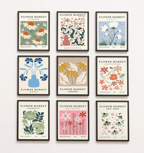 Home Decor New York, Stationary Store, Wal Art, Poster Flower, Flower Market Print, Flower Home Decor, Market Poster, London Poster, Flower Market Poster