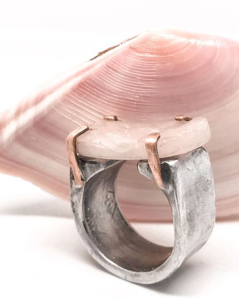 Hollow Form Ring, Hand Forged Jewelry, Rough Rose Quartz, Hollow Form, Into The Unknown, Jewelry Website, Set Jewelry, The Unknown, Ring Silver