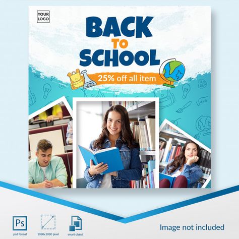 Back to school special offer for student social media post template Premium Psd School Social Media Design, School Social Media Post, School Social Media, Poster Design Kids, School Post, School Advertising, Art Deco Design Graphics, Website Banner Design, Education Post