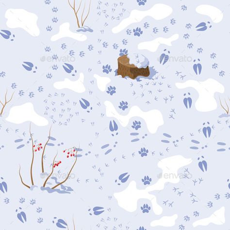 Animal Tracks In Snow, Paw Illustration, Hamster Habitat, Snow Illustration, Animals And Birds, Animal Tracks, Winter Project, Wood Animal, Wordpress Plugin