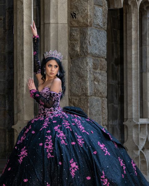 A fierce queen in pink and black, confidence radiating from within. 👸🏻

 Model: @_cindyalonso
Dress: @laquinceanera1
MUA: @nancymakeupteam
Photographer: @skywhitefilms

#quinceanera #quinceaneradotcom #skywhitefilms #vestidosdexv #fotosyvideo Black And Pink Quinceanera Dress, Pink And Black Quinceanera Dresses, Black Confidence, Black Quince Dress, Black Quinceanera, Quinceanera Dresses Black, Red Quince, Pink Quince, Black Quinceanera Dresses