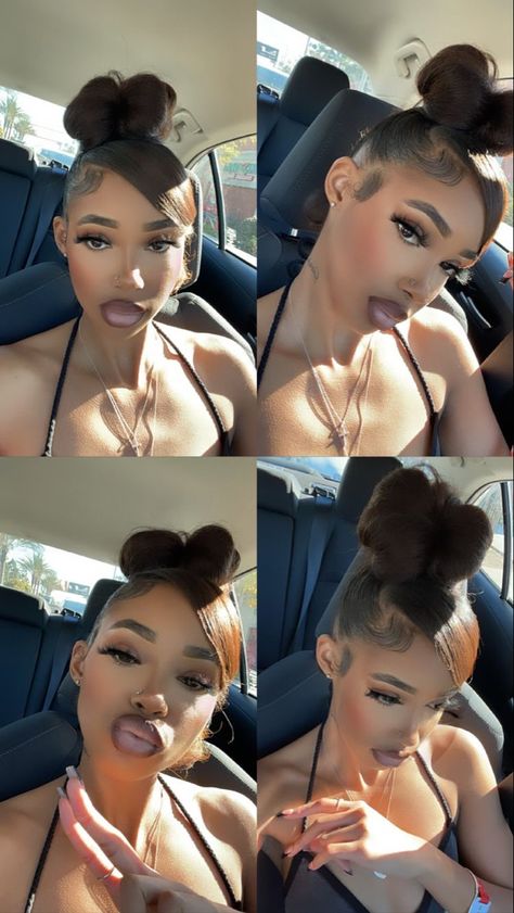 slick ponytail Half Bun, Sleek Ponytail Hairstyles, Edges Hair, Flat Iron Hair Styles, Natural Hair Styles Easy, Slick Hairstyles, Hair Ponytail Styles, Sleek Ponytail, Ponytail Styles