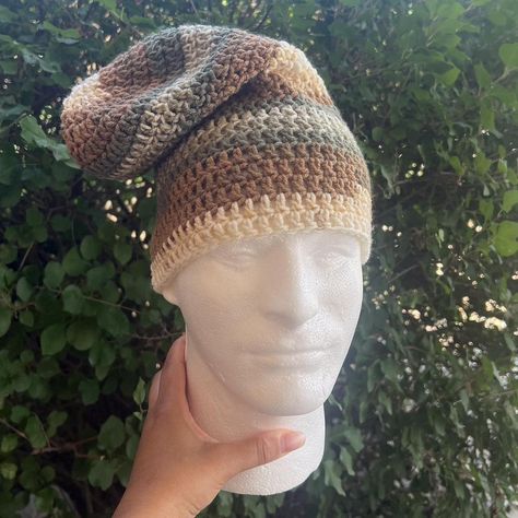 Crochet slouchy beanie : message me for customs... - Depop Slouchy Crochet Beanie, Slouchy Beanie Crochet Pattern Free, Crochet Balaclava, Crochet Beanie Pattern Free, Crochet Slouchy Beanie, Slouch Beanie, Crochet Inspo, Fun Crochet, Fun Crochet Projects