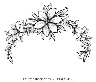 Beautiful graphic drawing Lily branch with leaves and buds of the flowers. Many similarities to the author's profile. Flower Crown Drawing, Flower Bouquet Drawing, Crown Drawing, Pencil Drawings Of Flowers, Crown Art, Graphic Drawing, Idee Cricut, Leaf Crown, Flower Sketches