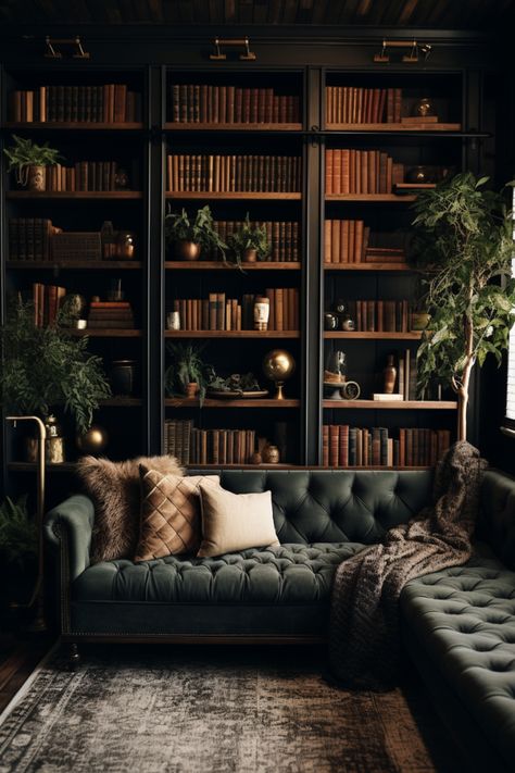 Office Palette, Library Room Decor, Modern Library Room, Chic Library, Contemporary Library, House Room Design, Moody Rooms, Library Space, Oak Glen