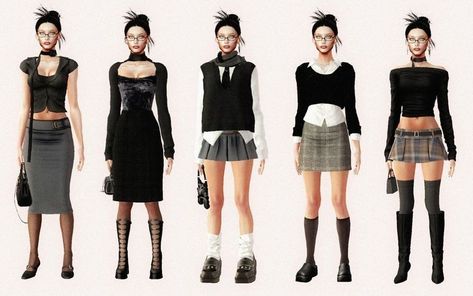 Sims 4 Fits Cc, Sims 4 Cc Skirts Female, Sims 4 Pencil Skirt, Sims 4 Plaid Skirt, Sims 4 Office Cc Clothes, Goth Sims4 Cc, Sims 4 Office Siren Cc, 90s Cc Sims 4, Sims 4 Chic Cc