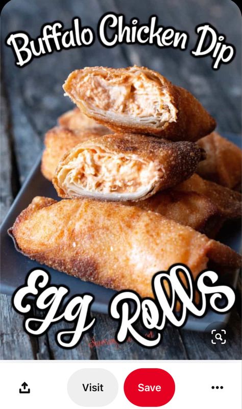 Recipe For Buffalo Chicken Dip, Egg Roll Wrapper Recipes, Buffalo Chicken Dip Ingredients, Egg Roll Wrapper, Egg Roll Recipe, Homemade Egg Rolls, Chicken Egg Rolls, Chicken Dip Recipe, Buffalo Chicken Dip Recipe