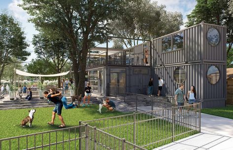 Orlando Opened A Dog Park Bar, Where Dogs Roam Free And Booze Flows All DayDelish Dog Park Design, Dog Beer, Dog Hotel, Dog Playground, Dog Cafe, Parking Design, Dog Daycare, Dog Boarding, Dog Kennel