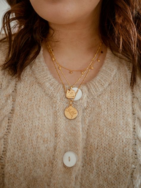 Layering With Daisy London. Daisy London, Birds Of Paradise Flower, Round Pendant Necklace, Bird Of Paradise, Ladies Of London, Adjustable Necklace, Gold Plated Necklace, Round Pendant, Flower Necklace