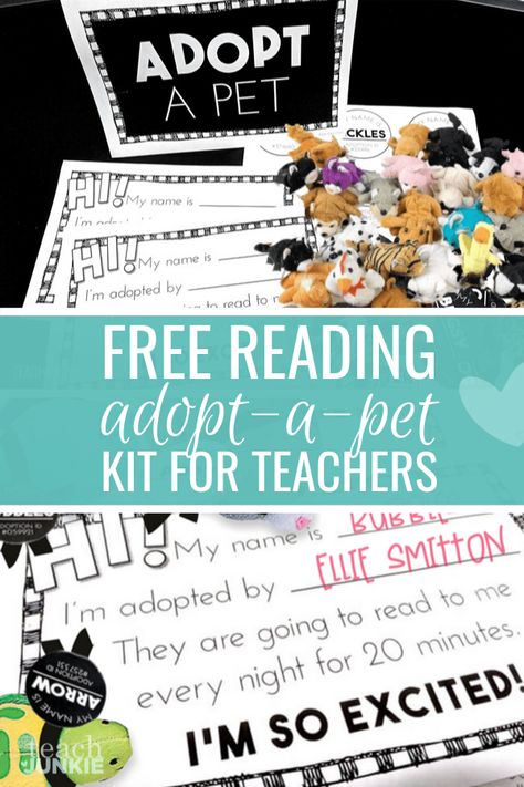 Cute Adopt-a-Pet Reading Kit to Encourage Your Students to Read at Home Classroom Pet Adoption, Adopt A Desk Pet, Reading Buddies Ideas, Adopt A Reading Buddy, Reading Buddy Activities, March Is Reading Month Ideas, Reading Incentives Elementary, Reading Day Activities, Reading Month Ideas