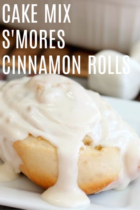 Cake Mix S'mores Cinnamon Rolls | Six Sisters' Stuff Cinnamon Rolls Cake Mix Recipe, Cake Mix Cinnamon Rolls Easy, Cinnamon Rolls Six Sisters, S’mores Cinnamon Rolls, Cinnabon Cinnamon Roll Cake, Chocolate Zucchini Cookies, Cake Mix Cinnamon Rolls, Sally’s Cinnamon Rolls, Cinnamon Roll French