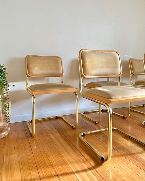 MOOD OBJECTS on Instagram: “Champagne silk velvet cesca chairs, made in Italy, set of 6 (wth?! 😭)” Cesca Chair Dining Room, Chair Dining Room, Cesca Chair, Marcel Breuer, Take A Seat, Silk Velvet, Reupholster, Dining Room Chairs, French Country