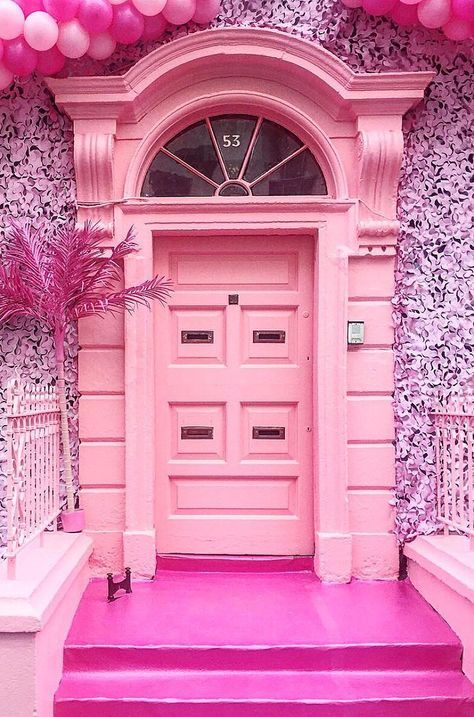 Georgia House, Pink Lifestyle, Pink Door, Cool Doors, Front Door Colors, Pink Houses, Unique Doors, Beautiful Doors, Door Color