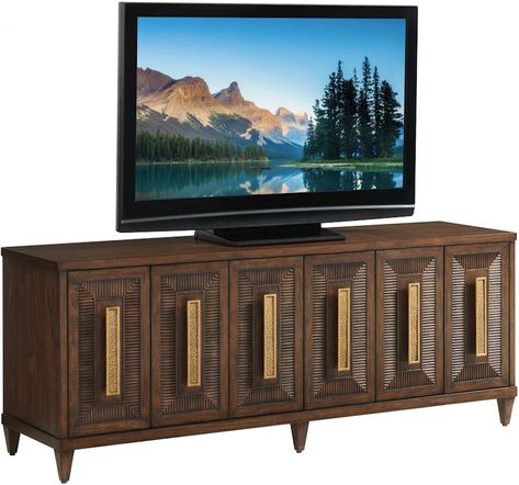 Lexington 740-907 Home Entertainment Modesto Media Console Leather Cocktail Ottoman, Wood Media Console, Lexington Home, Solid Wood Tv Stand, Leather Swivel Chair, Wire Management, Tv Stands And Entertainment Centers, Lexington Furniture, Tv Console