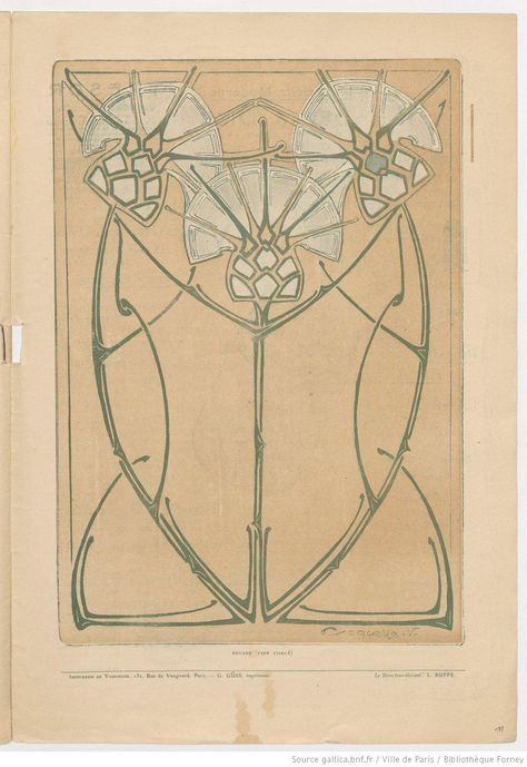 Signed Coquette. L'Art Decoratif pour Tous. 4 July, 1902 Thistle Art Nouveau, Fleurs Art Nouveau, Thistles Art, Motifs Art Nouveau, Nouveau Tattoo, Design Art Nouveau, Thistle Design, Art Nouveau Pattern, Art Nouveau Flowers